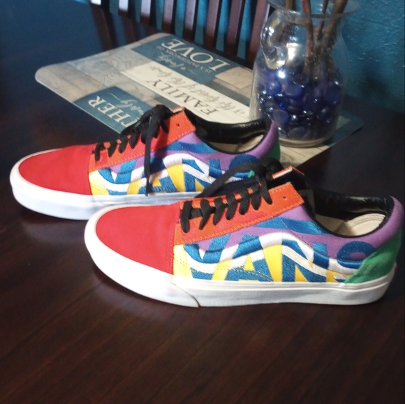 Vans Men's 9.5 Old Skool Statement Multi Block Sneakers Casual Shoes Bla… - Picture 4 of 11